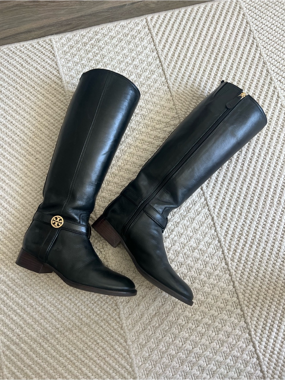 Tory Burch Black Leather Knee-High Boots